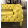 Living moderne Maison de canapé Chesterfield tufted Cuir